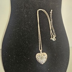 Vintage Sparkling Silver Toned Avon heart pendant with rhinestones
