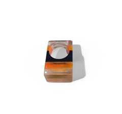 Vintage Lucite Ring Acrylic Striped 70s Resin Jewellery Retro MCM Mod