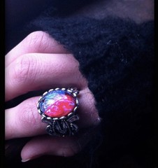 Dragons Breath Fire Opal Ring Women’s Fire Opal Silver Plated Gothic Ring