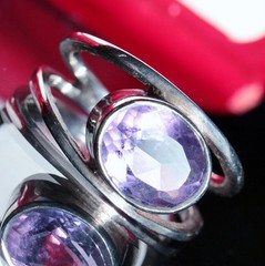 Silver ring 1.50ct amethyst solitaire size 6.75 vintage handmade 3.50gr