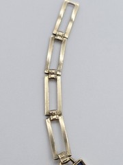 Vintage Simmons Art Deco Gold Filled Bracelet Blue Glass Square Link