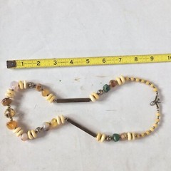 Vintage Multicolor Beaded Necklace With Natural Stone & Metal Accents Jewelry