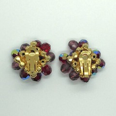 Vintage Juliana D&E Red Purple Fuschia AB Cha Cha Rhinestone Brooch and Earrings