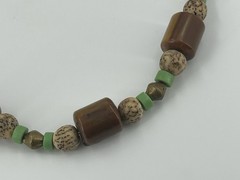 Earthy Necklace Natural Stone Acrylic Beads Brown Green Choker 22 Inch