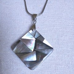 MOP high quality natural rainbow ABALONE MOSAIC SQUARE PENDANT modern triangles