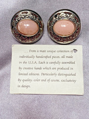 Three Ladies by roxsann Faux Rose Quartz Handcrafted Fashion Vintage Earrings