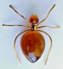 ✅BALTIC AMBER RUSSIA SOVIET INSECT SPIDER BROOCH 22k GOLD JEWELRY 老琥珀 PIN ORDER