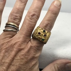 Vintage 18K HGE Plated Multi Color Crystals Unique Bold Look Ring varied sizes