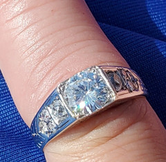 Original EARTH MINED DIAMOND Deco Engagement Ring Vintage SOLID 14K WHITE GOLD
