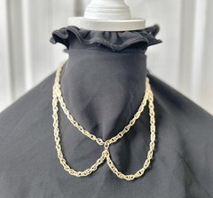 Gold Tone Peter Pan Chain Collar Necklace Handcrafted Vintage Jewelry Coquette