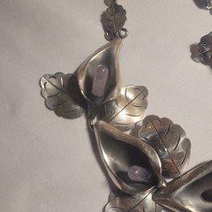 vintage PAR Taxco sterling silver (925) jewelry set with amethyst teardrops.