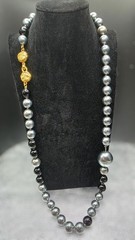 VTG CHANEL Grey Gripoix Pearl Sautoir Necklace Early 90s READ DESCRIPTION AS-IS