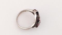 Vintage Sterling Silver Ring Garnet Cluster Pear Pavé Floral BBJ 925 Size 8