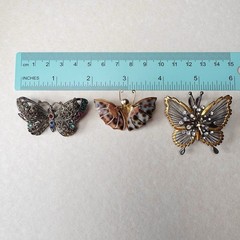 Vintage Butterfly Dragonfly Brooch Lot 5pc Enamel Rhinestone Figural Mix
