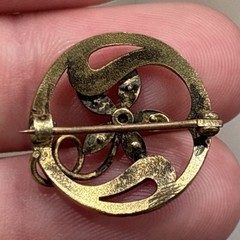 Antique Victorian Gold Filled Brooch Pin Flower Faux Seed Pearl Vintage Signed