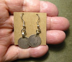 BRITISH RAJ COIN EARRINGS_2 SILVER ANNA_HYPOALLERGENIC WIRES_KING ED VII_1903&06