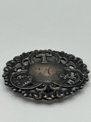 Antique Victorian Sterling Silver Faith Hope Charity Monogram Sash Ribbon Slide