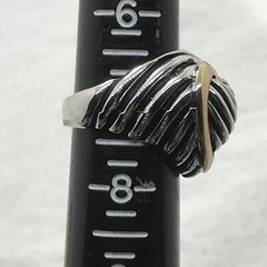 Vintage Two-tone SIlver / Gold Big Heart Ribbed Black Enamel Ring Varied sizes