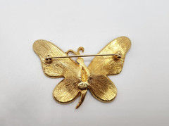 Vintage Gold tone Brooch Lot 4 pieces Crown Trifari MFA Butterfly Leaf Star