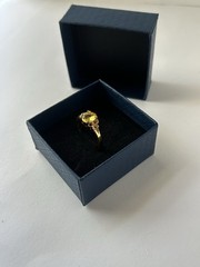 Vintage Yellow Cubic Zirconia Ring Gold Plated Womens Size 8.5
