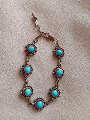 Vintage Sleeping Beauty Turquoise Bracelet Richard Begay Navajo Signed Adj