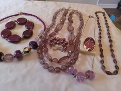 vintage & costume pretty purple themed jewlery lot necklace bracelet ring brooch