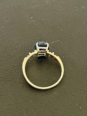 14KT Yellow Gold 2.90CT Blue Sapphire & 0.20CTW Diamond Ring. Size 6.5 (Q113)