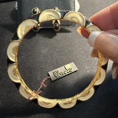 Vintage Les Bernard Black Cream Enamel Bangle Bracelet Clip Earrings Set