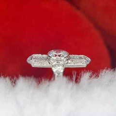 14K White Gold FN Round Cut Art Deco Style Lab-Created Diamond Wedding Ring