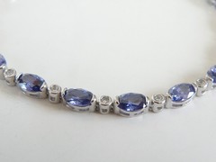 Vintage Sterling Silver 925 Lab Created Tanzanite Station Tennis Bracelet 7″