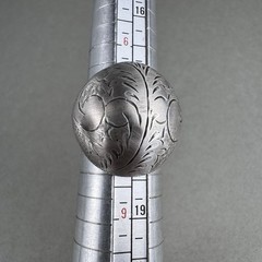 Vintage Sterling Silver 925 Oxidized Boho Etched Wide Round Domed Ring Size 7.75