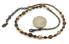 Express Beaded Choker Necklace Seed Beads Multi Metal Dainty Fall Tones Autumnal