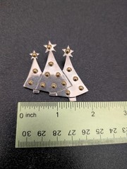 Sterling Silver Brass Christmas Trees Pendant Brooch