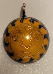 Vintage Celestial Cloisonnel Harmony Chime Pendant Necklace Sun Face Enamel…
