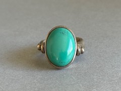 Vintage Unused Sterling Silver and Turquoise Hinged Ring Size 7 1/4