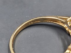 Vintage Almandine Garnet Ring, Five Stone 14K Gold Band Size 9