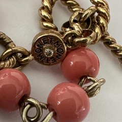VTG 70’s Monet Pink Peach Beaded Strand Necklace Gold Tone 19/38” StatementRARE