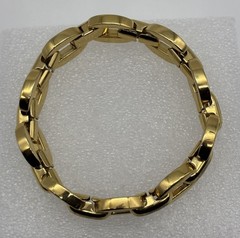 Vintage 1980s Bracelet Chunky Bold Chic Geometric Gold-Tone Metal Links Unsigned