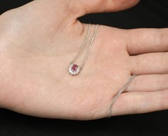 Rare 0.60ct Padparadscha Pink Sapphire 0.23ct Diamond 16 Inch Platinum Necklace