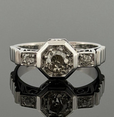 Vintage 14K White Gold Old European Cut Diamond Ring 0.60 CTW Size 6.25 Estate