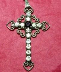 Vintage Gold Electroplate Crystal & Garnet Cross J I Lind Australia