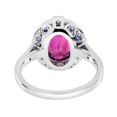 3Ct Art Deco Style Lab Created Ruby & Sapphire Engagement 14k White Gold FN Ring