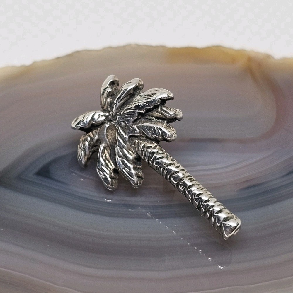 925 Sterling Silver Palm Tree Sliding Charm Pendant Slider