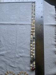 Vintage Stone And Carved Bovine Bone Beaded Necklace 32″