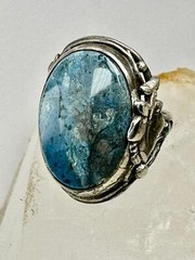 Art Nouveau ring Floral Art Deco leaves band Size 4.25 Sterling Silver women gir