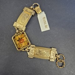 MAXIMAL ART John AMOUR Gold Tone Mesh Panel Bracelet Vintage 1990’s Romantic