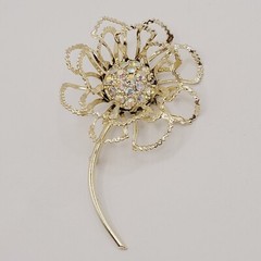 Sarah Coventry Allusions AB Crystal Gold Tone 1968 Clip On Earrings & Brooch Set