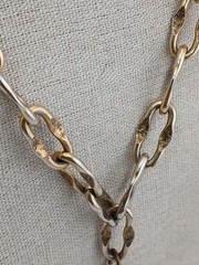 RARE SIGNED ART TWO TONE Brutalist hammered bird design pendant necklace