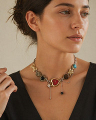 Vintage Gold Red Heart Retro Faux Y2K Watch Choker Necklace