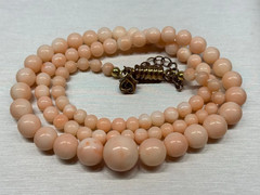 antique natural angel skin coral necklace 39 gram